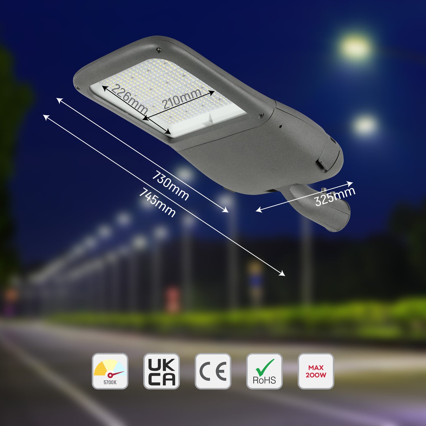 Уличный LED Светильник Street Light (Серый, 5700K)