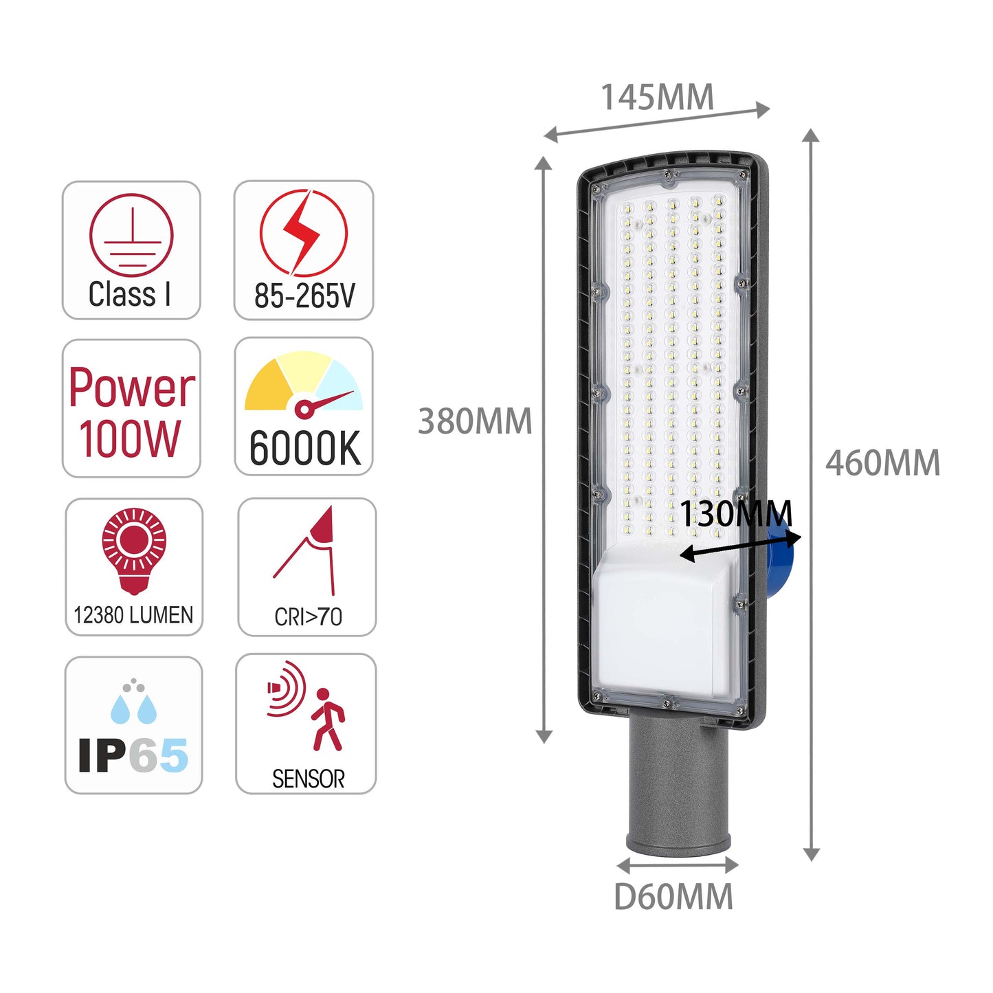 Уличный LED Светильник SENSOR (Серый, IP65)