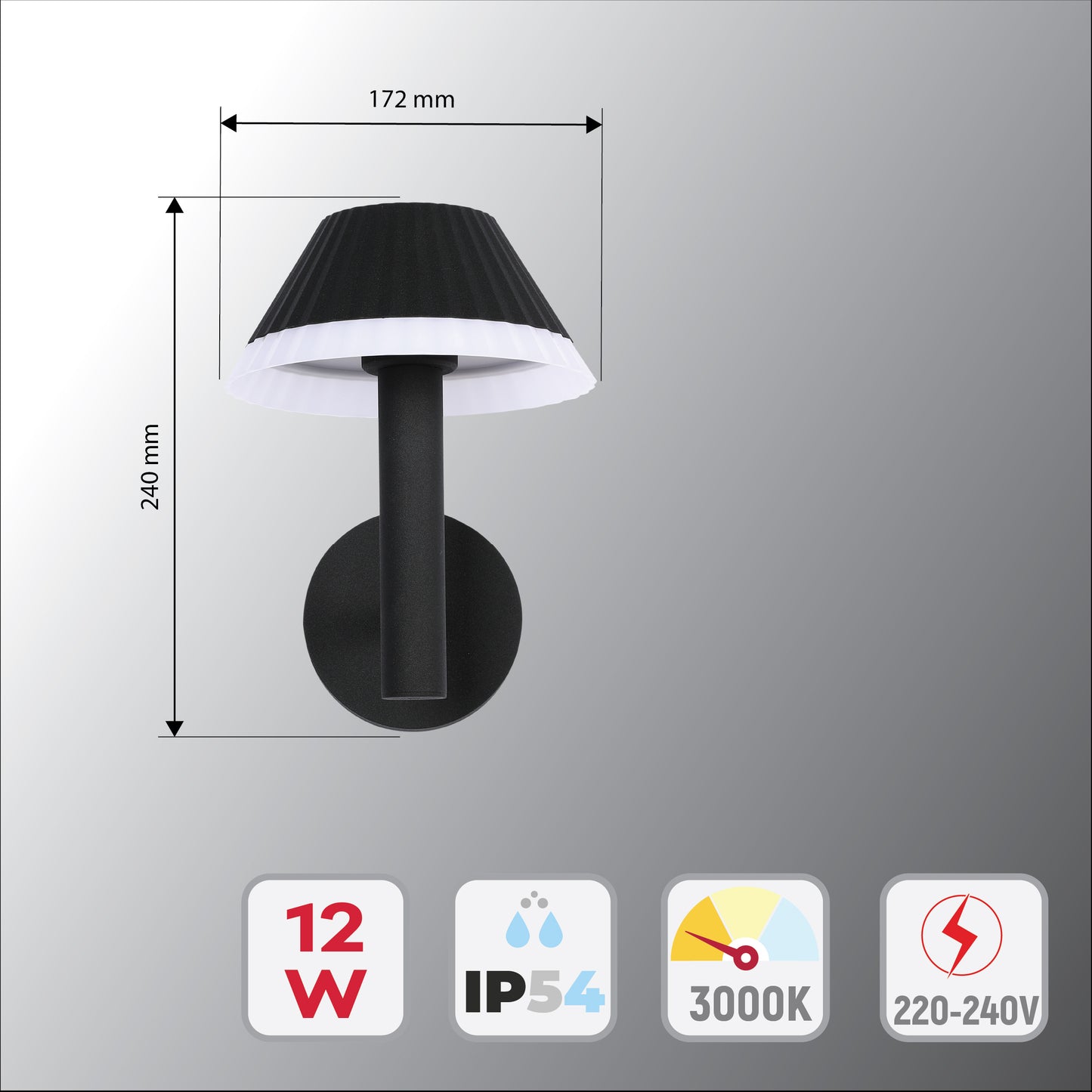 Декоративные и Парковые LED Светильники (12W,18W 3000K, Black)