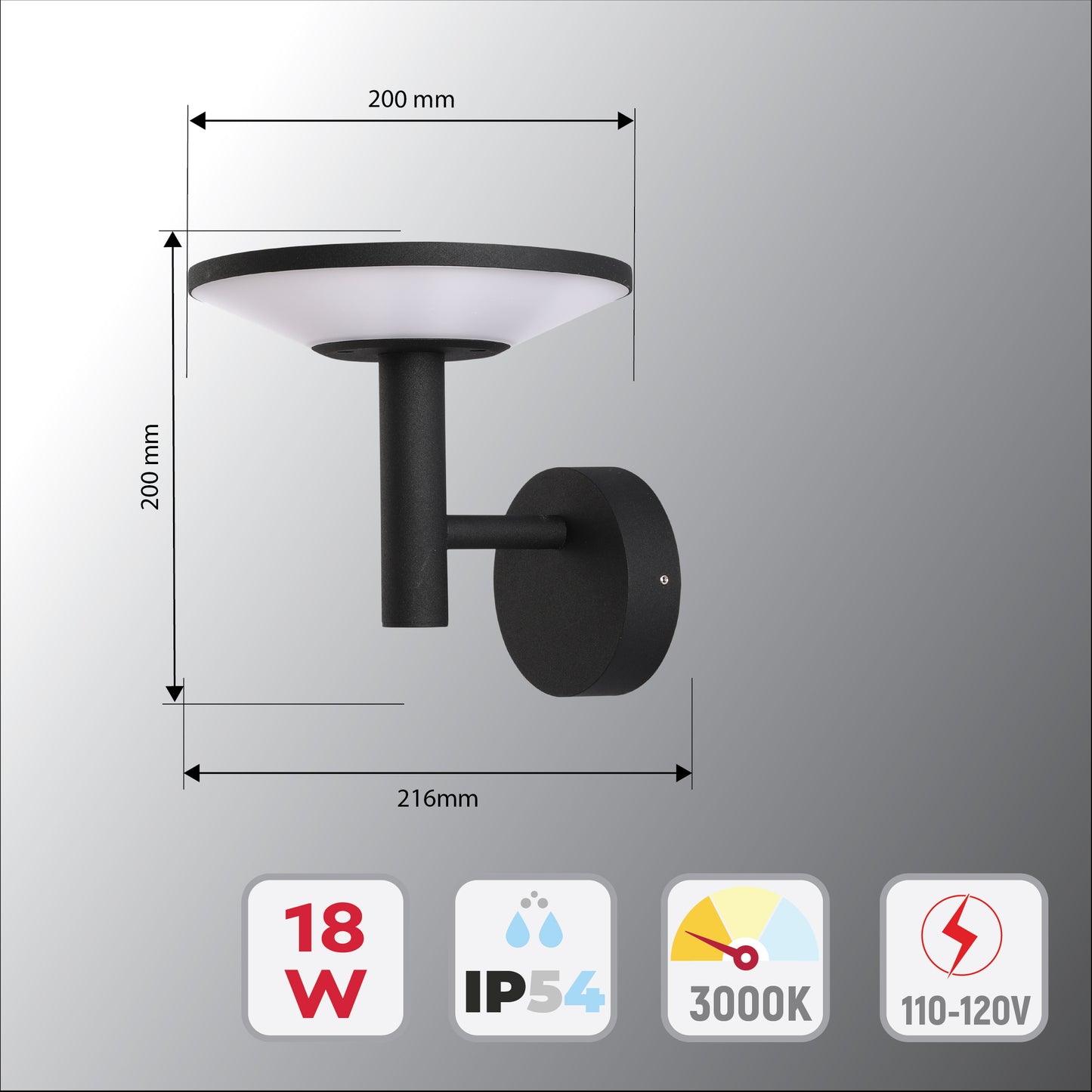 Декоративные и Парковые LED Светильники (12W,18W 3000K, Black)