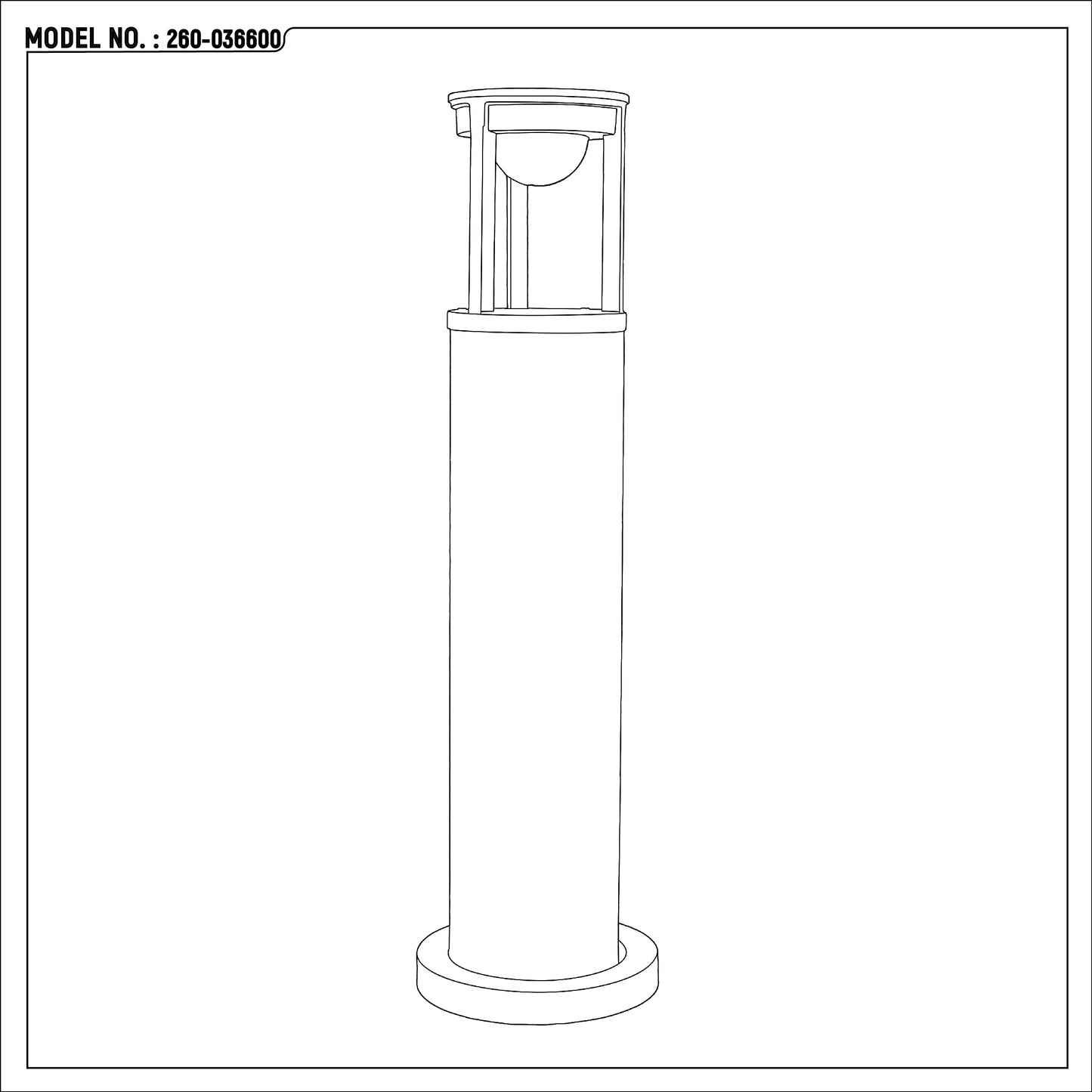 Газонный Светильник (Боллард) 12W, 4000K