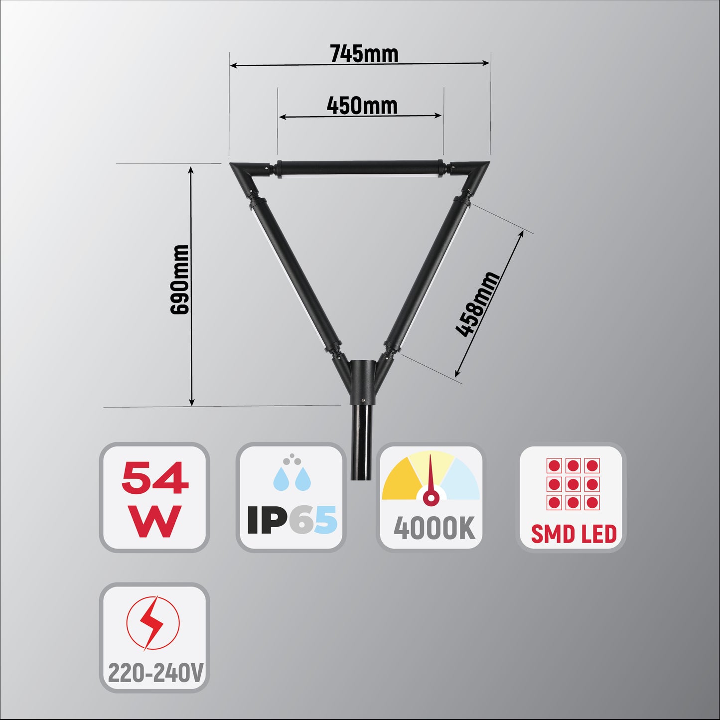Парковый LED Светильник 1004-1A (54W, 4000K, IP65)