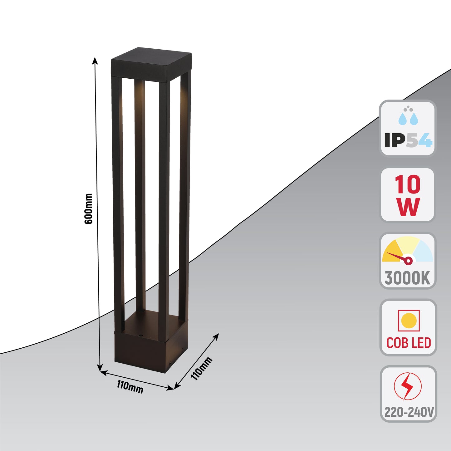 HJ01 - екпін жолағы және GU5.3 негізі бар заманауи трек шамы.