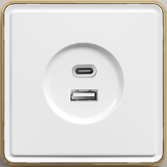 Розетка USB (Тип A+C), с/у, серия SAKURA