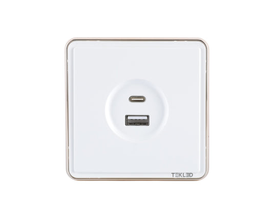 Розетка USB (Тип A+C), с/у, серия SAKURA