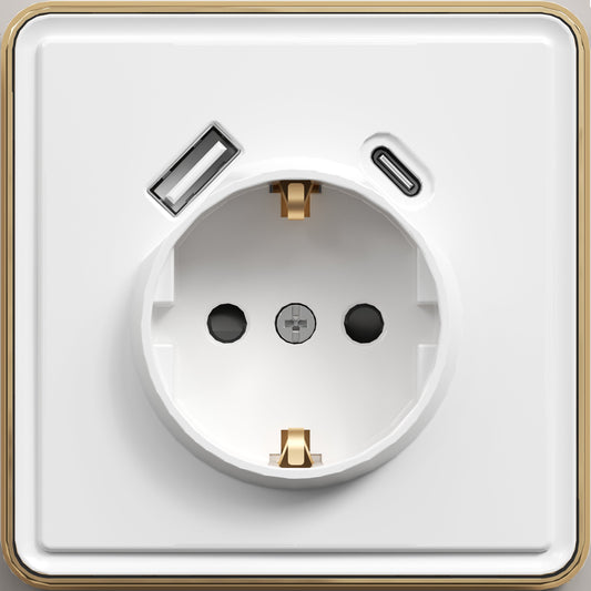 Розетка 1-я с/з + USB (Тип A+C), с/у, серия SAKURA