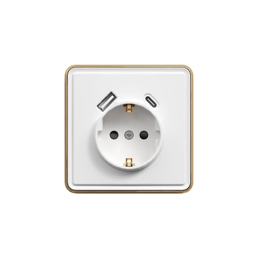 Розетка 1-я с/з + USB (Тип A+C), с/у, серия SAKURA