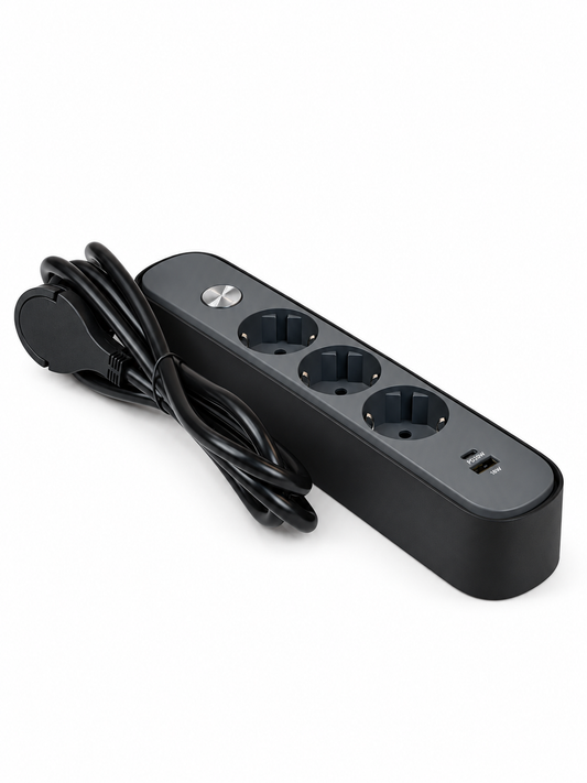 Удлинитель на 3 гнезда 1,5 м с выключателем, USB и Type-C, 3х1,5 мм², BV-0315-A/C, серия PROLINE-ULTRA