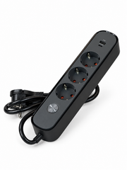 Удлинитель на 3 гнезда 1,5 м с выключателем, USB и Type-C, 3х1,5 мм², BV-0315-A/C, серия PROLINE-ULTRA