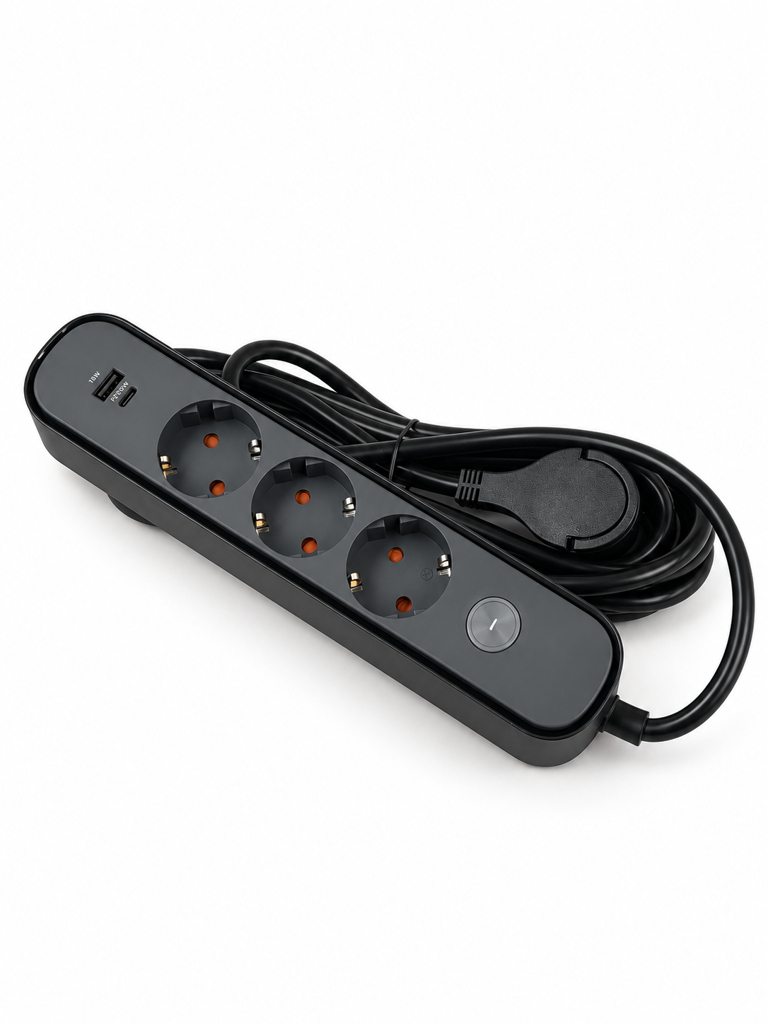 Удлинитель на 3 гнезда 5 м с выключателем, USB и Type-C, 3х1,5 мм², BV-0305-A/C, серия PROLINE-ULTRA