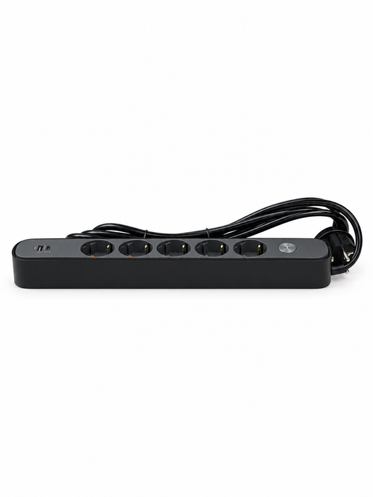 Удлинитель на 5 гнезд 3 м с выключателем, USB и Type-C, 3х1,5 мм², BV-0503-A/C, серия PROLINE-ULTRA