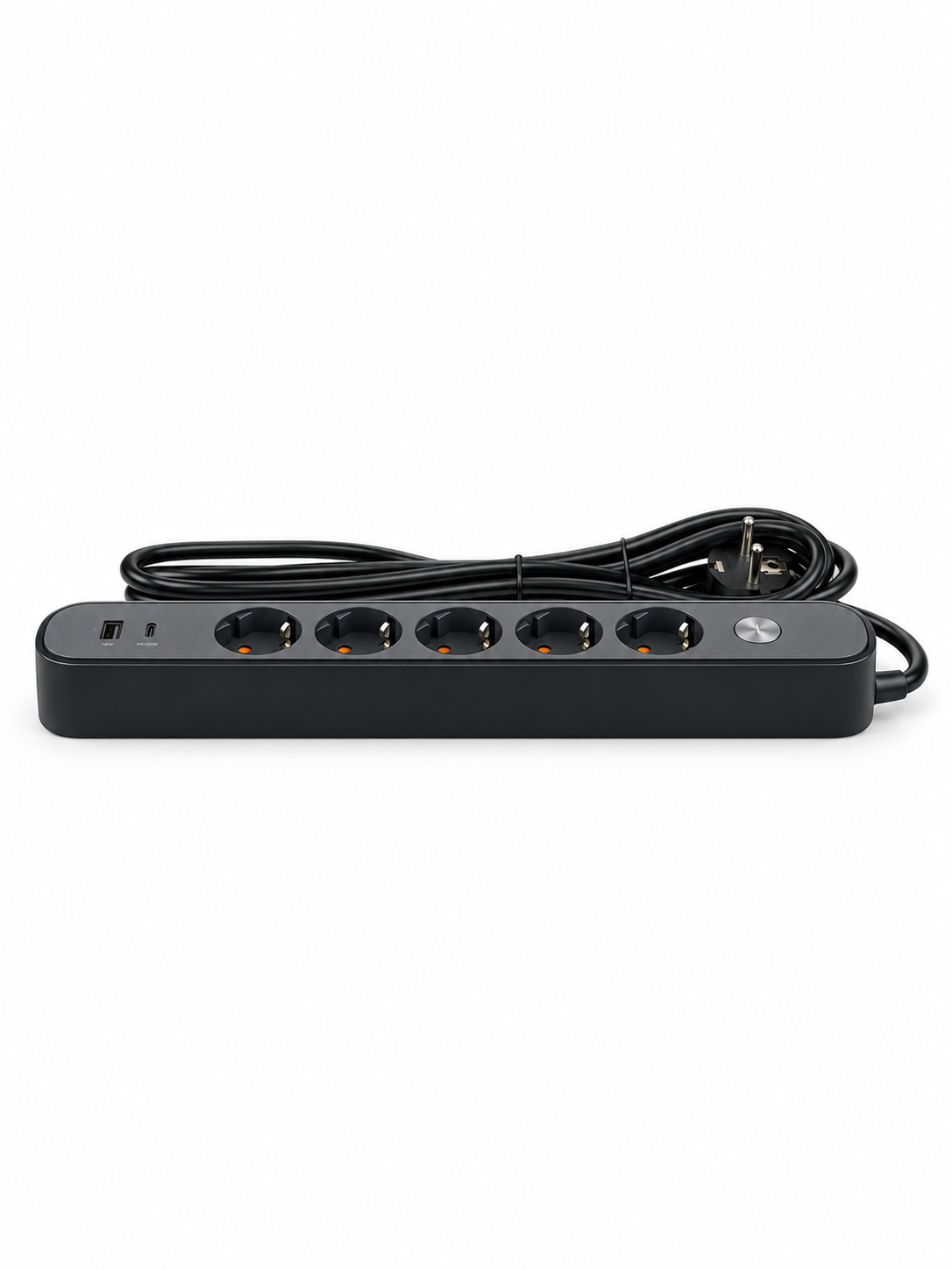 Удлинитель на 5 гнезд 5 м с выключателем, USB и Type-C, 3х1,5 мм², BV-0505-A/C, серия PROLINE-ULTRA