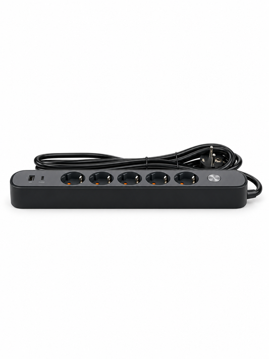 Удлинитель на 5 гнезд 5 м с выключателем, USB и Type-C, 3х1,5 мм², BV-0505-A/C, серия PROLINE-ULTRA