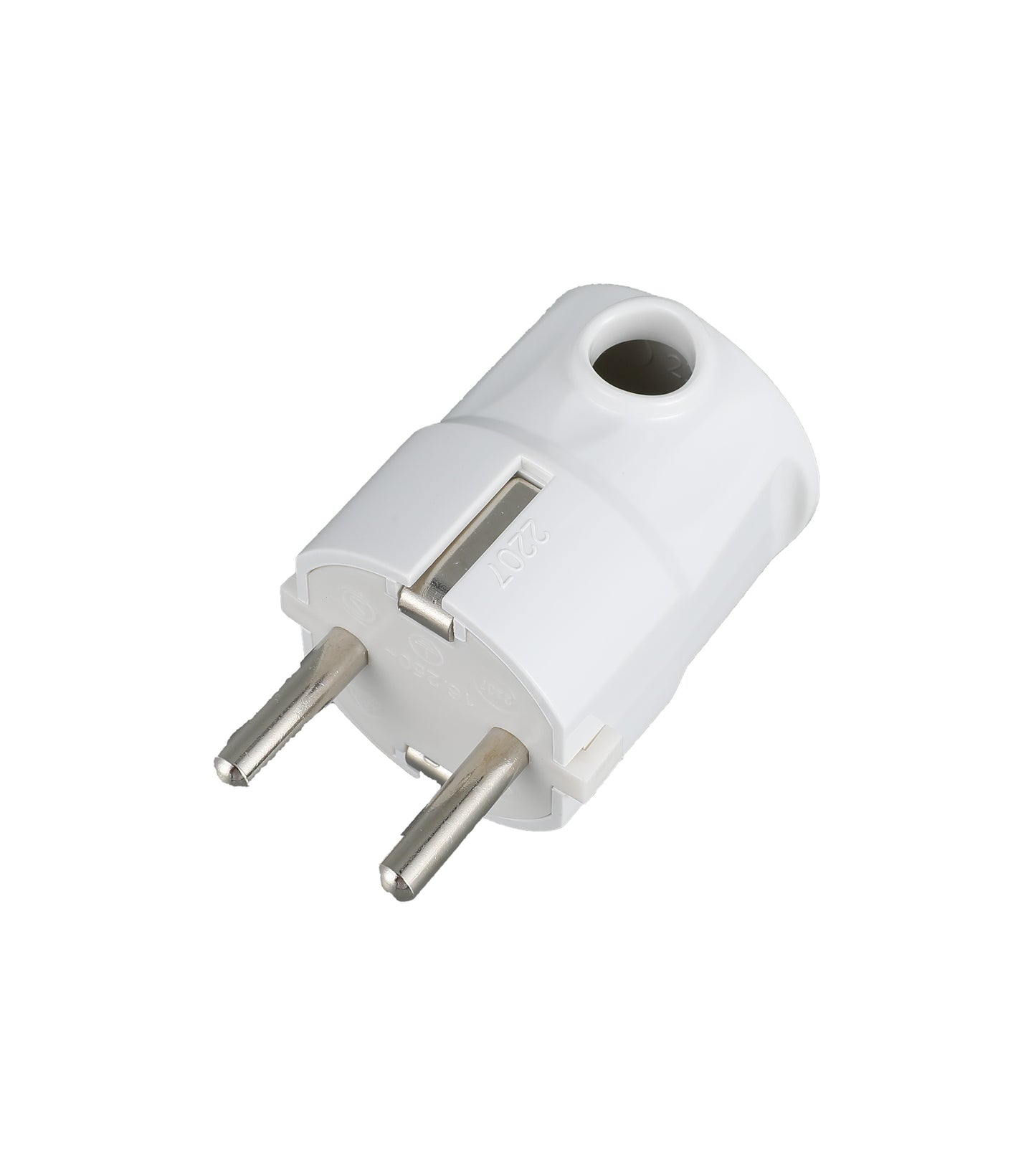 Вилка угловая-2207, с/з белая 16А 250V