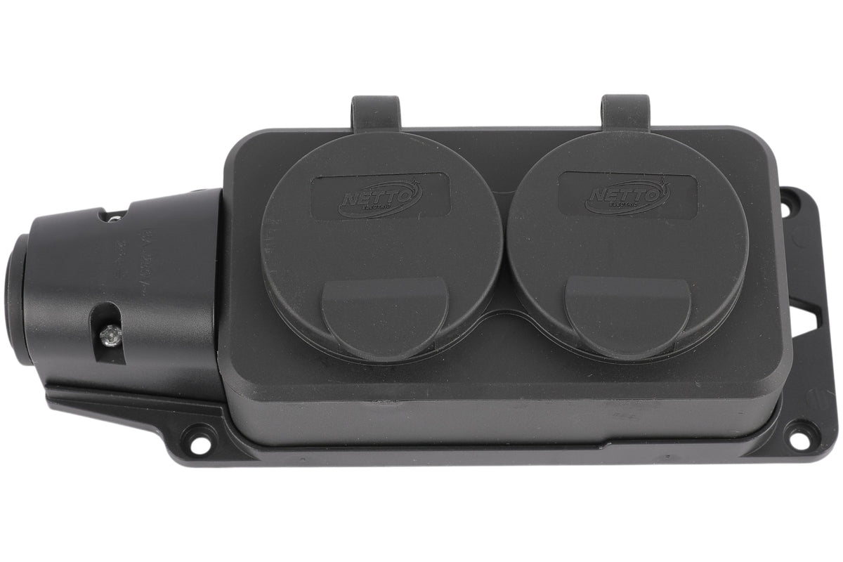 Розетка переносная 2-я с заземлением и крышками IP44, 16А, YK402P (TEKLED ELECTRIC)