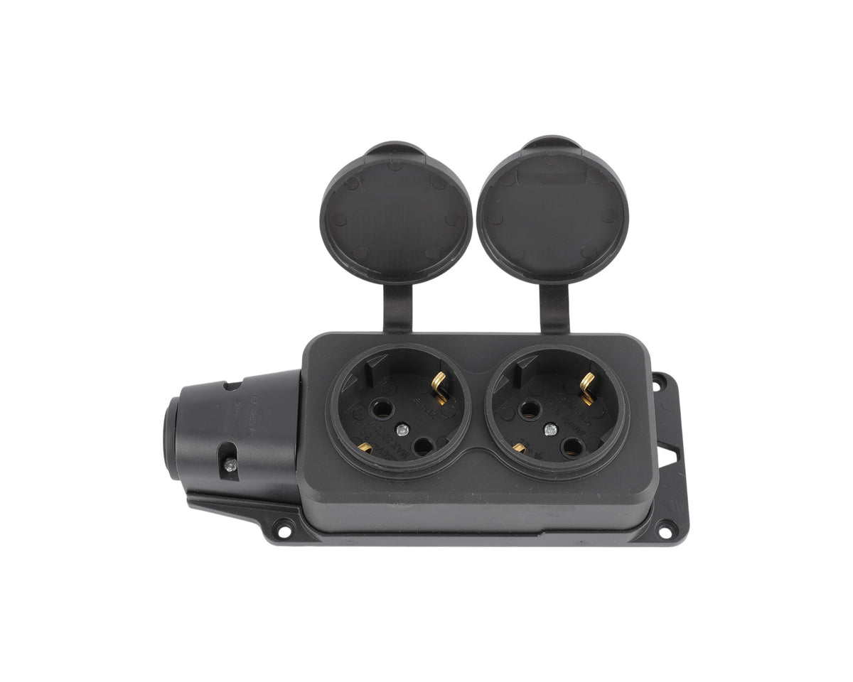 Розетка переносная 2-я с заземлением и крышками IP44, 16А, YK402P (TEKLED ELECTRIC)