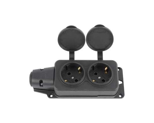 Розетка переносная 2-я с заземлением и крышками IP44, 16А, YK402P (TEKLED ELECTRIC)