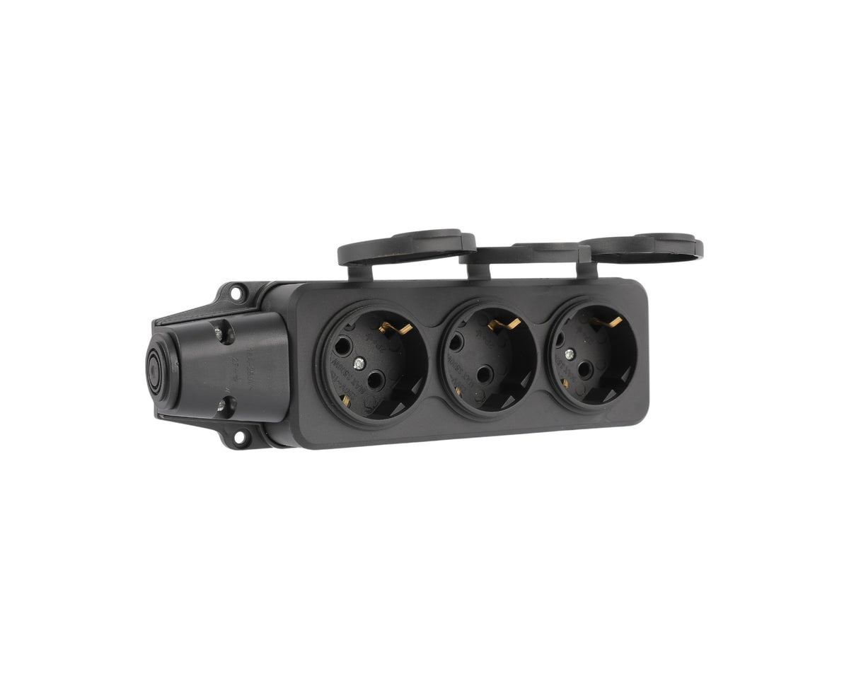 Розетка переносная 3-я с заземлением и крышками IP44, 16А, YK403P (TEKLED ELECTRIC)
