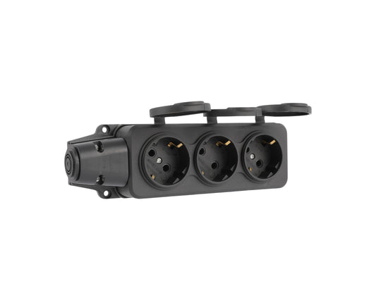 Розетка переносная 3-я с заземлением и крышками IP44, 16А, YK403P (TEKLED ELECTRIC)