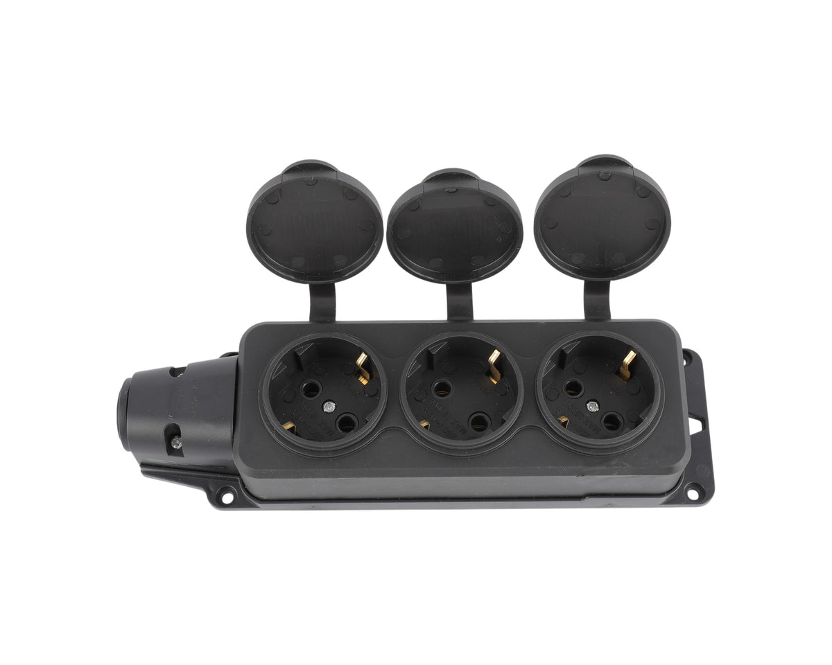 Розетка переносная 3-я с заземлением и крышками IP44, 16А, YK403P (TEKLED ELECTRIC)