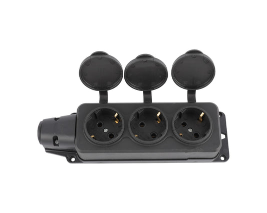 Розетка переносная 3-я с заземлением и крышками IP44, 16А, YK403P (TEKLED ELECTRIC)