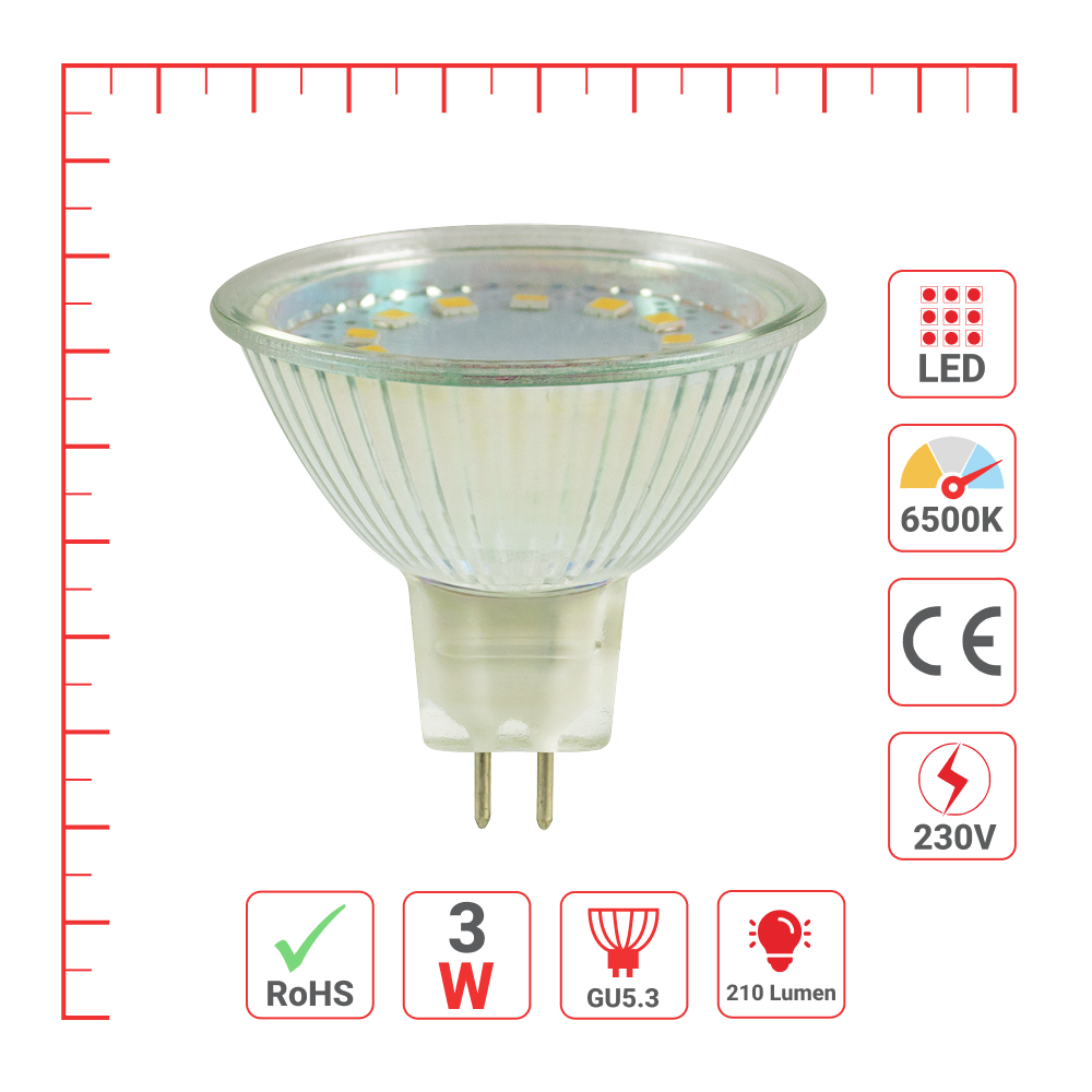 Лампа LED JCDR (спот), 3Вт, 210Лм, GU5.3