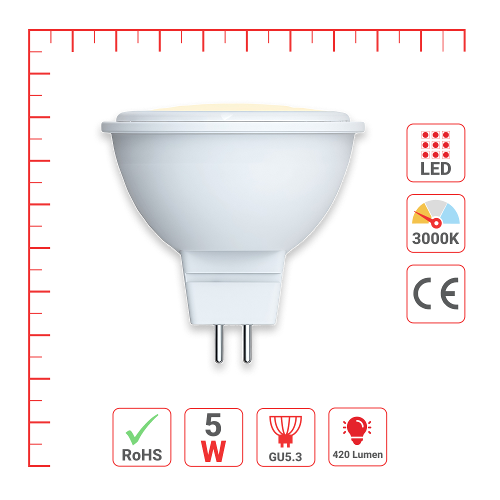 Лампа LED JCDR (спот), 5Вт, GU5.3