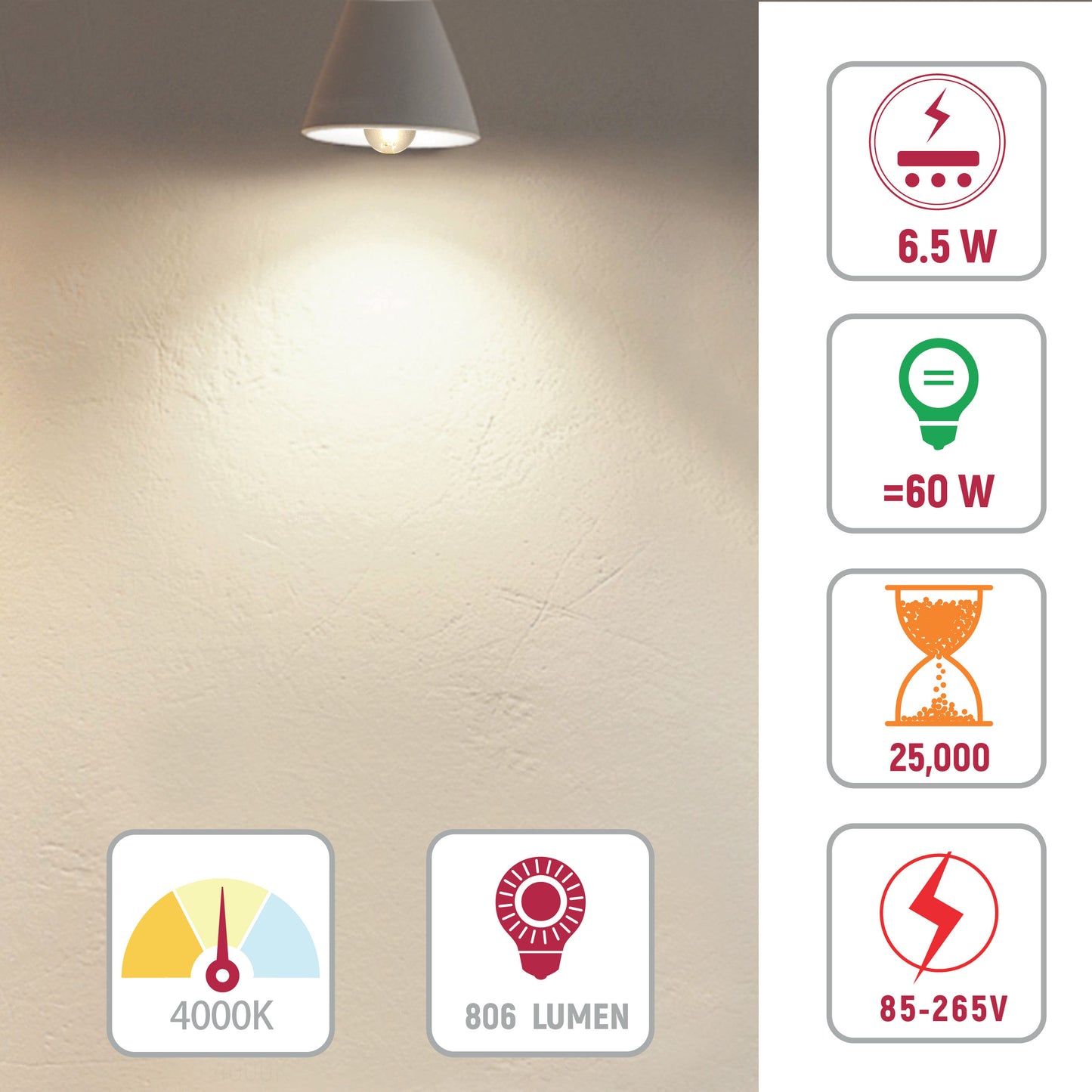 LED-Лампа A60 (6,5W, E27, CLEAR)
