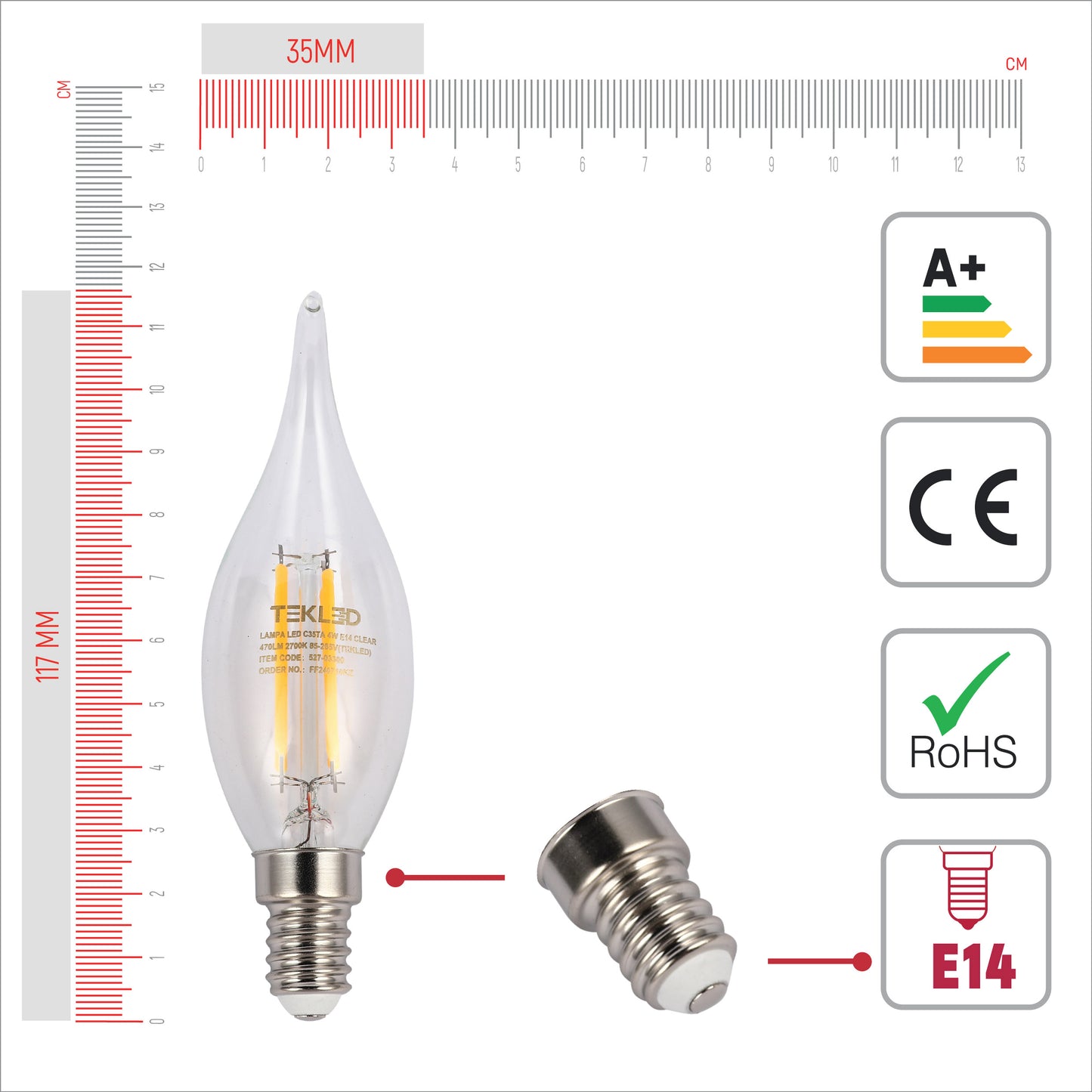 LED-Лампа C35TA "Свеча на ветру" (4W, E14)