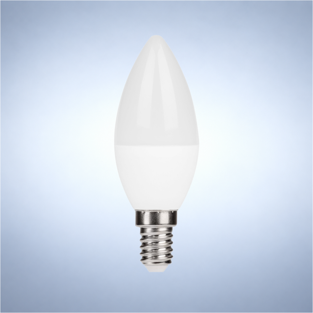 Лампа LED C37 (свеча), 7Вт, E14 (HAIGER), 6000K (холодный белый)
