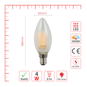 Лампа LED Filament свеча, 4Вт, E14, Матовая