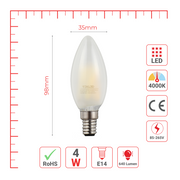 Лампа LED Filament свеча, 4Вт, E14, Матовая