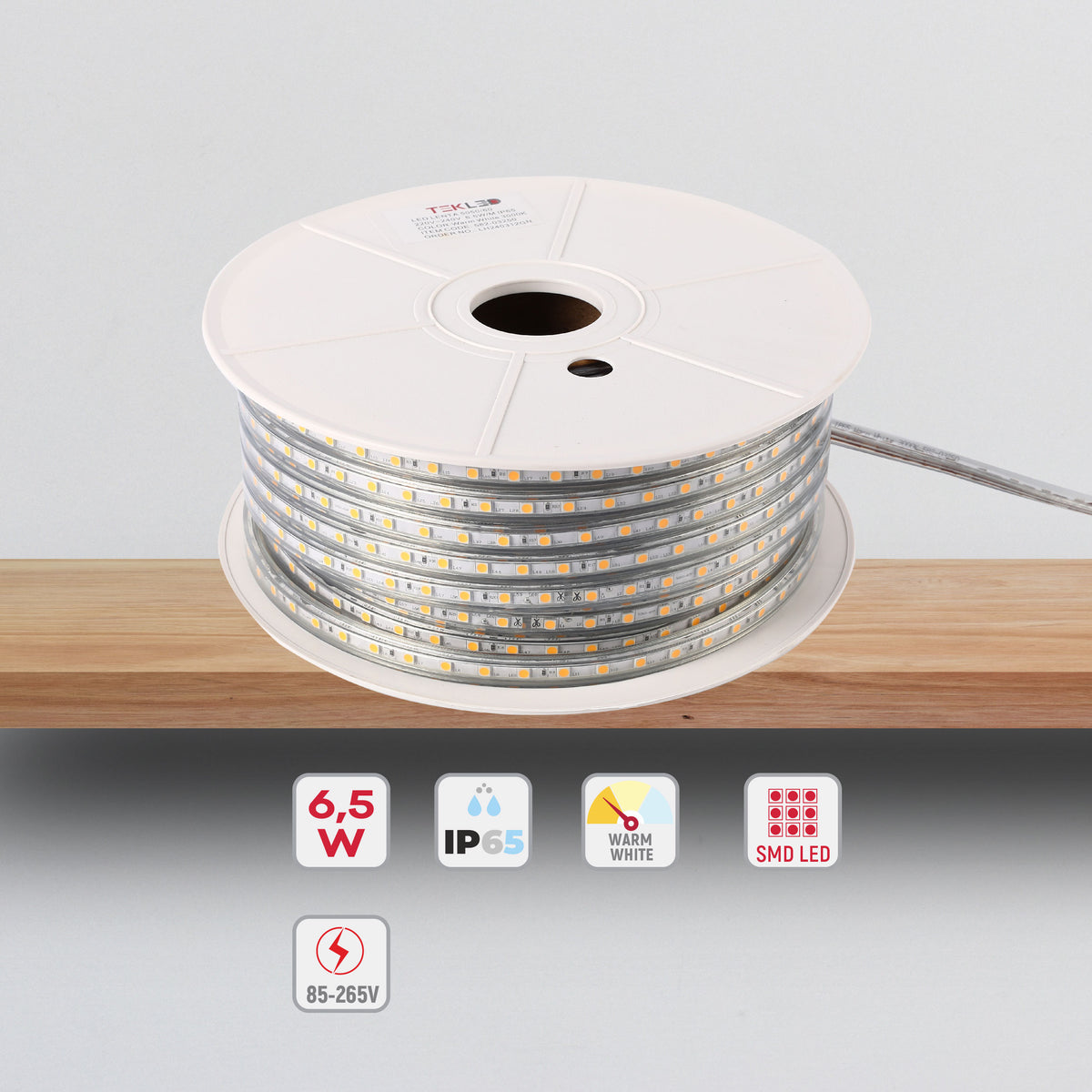 LED lentа5050/60 220V WARMWHITE 6.5W/M IP65(TT)50m