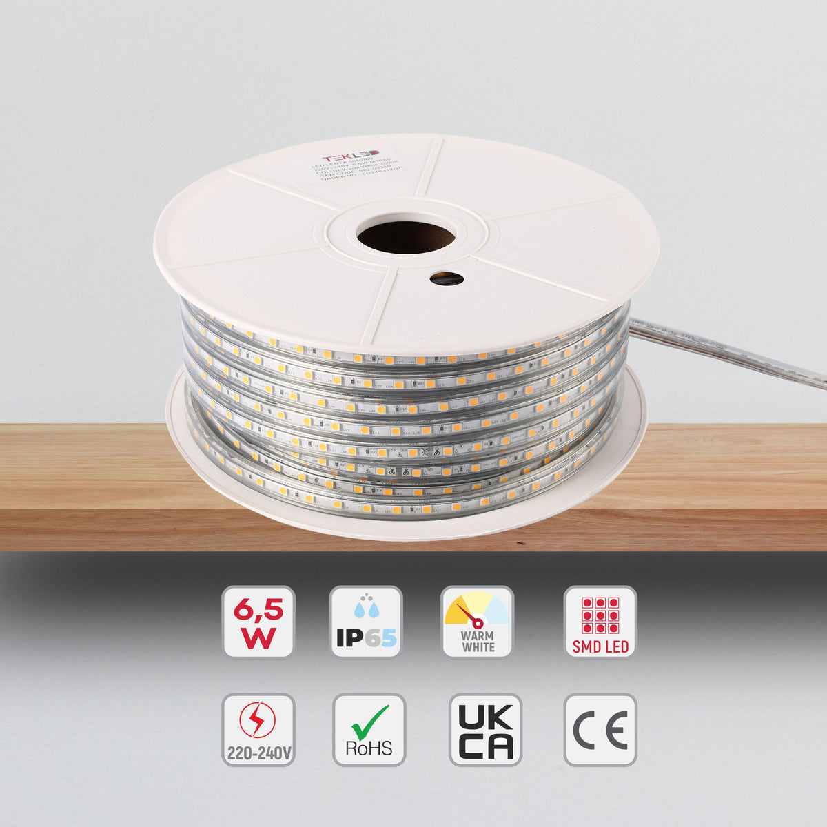 LED lentа5050/60 220V WARMWHITE 6.5W/M IP65(TT)50m