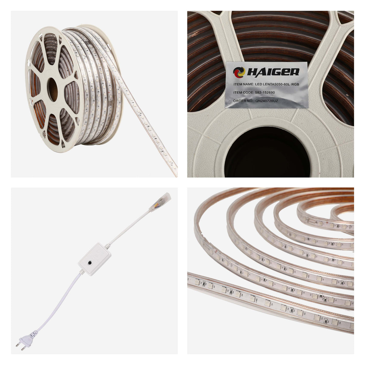 LED lentа 5050-60L 8W 220V RGB (HAIGER) 50m
