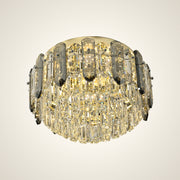 Tiered Flush Chandelier Ceiling Light with Smoky and Clear Crystals