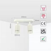 Size and technical specs of the Aria Cage-Bar Adjustable GU10 Spotlight-172-03154