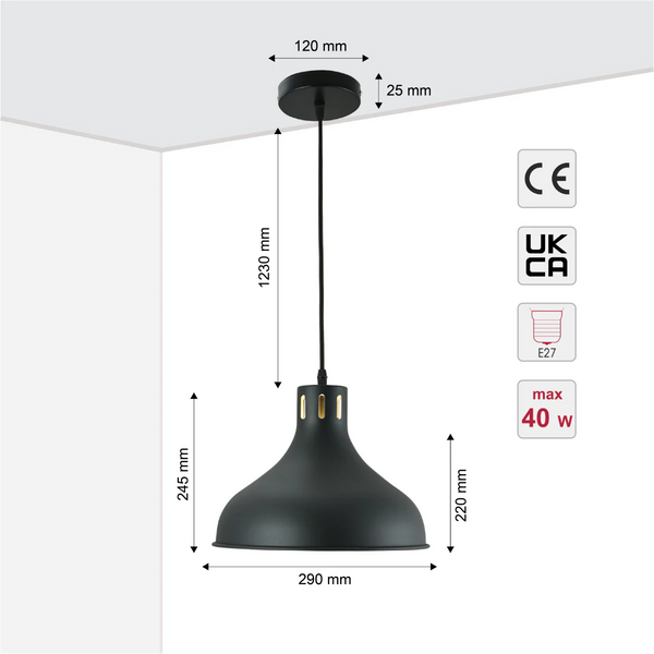 Size and certifications of Artisan Onion Dome Pendant Light 150-18438