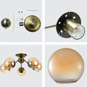 Details of Atomic Elegance Brass & Amber Globe Light | TEKLED 159-17997