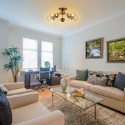 Interior use of Atomic Elegance Brass & Amber Globe Light | TEKLED 159-17997