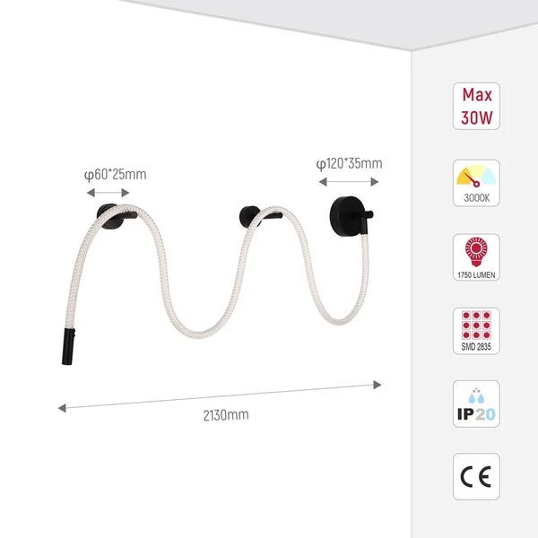 Size and technical specs of the Black and Bronze LED Wall Light 39344 3000K(TEKLED)-151-20084-151-20084