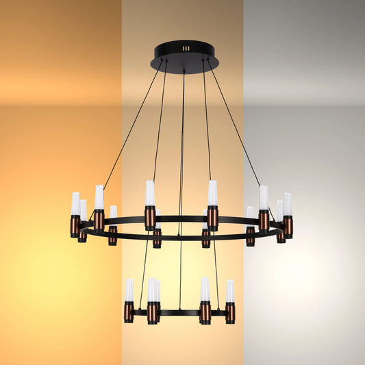 Черная подвесная люстра MD20085B-80+40 (3 цвета) – 80Вт LED