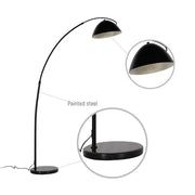 Black Elegance Curved Floor Lamp with Dome Shade 6