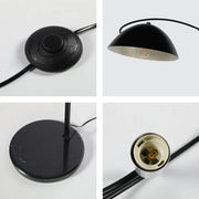 Black Elegance Curved Floor Lamp with Dome Shade 7