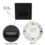 Size and technical specs of the Black LED Stair Step Light 1W 3000K (TEKLED)-181-03424