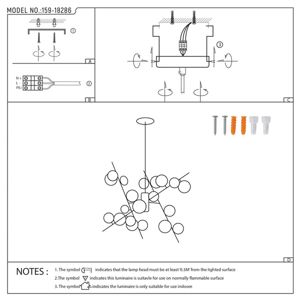 User manual for Bronze Chandelier 68119-B Amber Glass 24xG9(TEKLED)-159-18286-159-18286