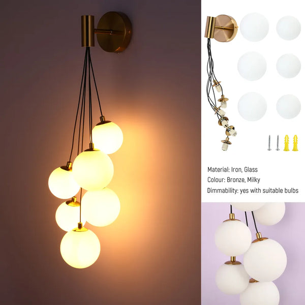 Details of the Bronze Wall Light 39307 Milky Glass 6xG9(TEKLED)-151-20054-151-20054