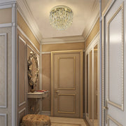 Interior application of Cascade Crystal Flush Chandelier Ceiling Light | TEKLED 159-18066