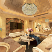 Living room kitchen bedroom use of Cascade Crystal Flush Chandelier Ceiling Light | TEKLED 159-18065