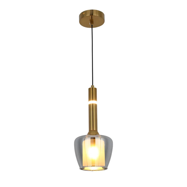 Chandelier TEKLED Chandelier 66975-1A Smoke Glass 1xE27+LED 3000K(TEKLED)-159-18304--159-18304